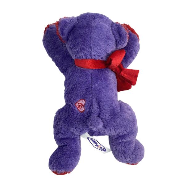 MARY MEYER Vintage 2000 Purple Red Heart Bear Weighted Stuffed Animal Plush - Picture 5 of 10